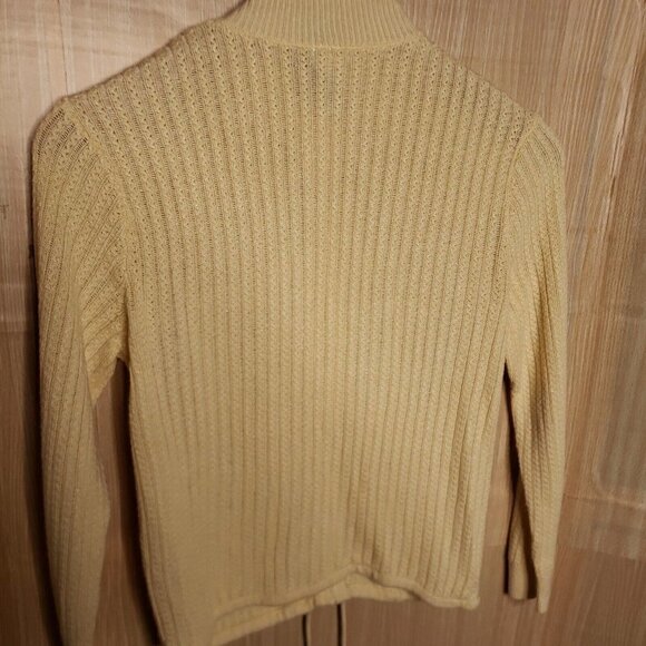 Women’s J. Jill Cream Cable Knit Zip Up Cardigan Medium - Picture 5 of 8